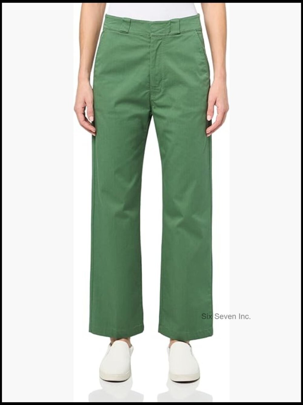 Stretch Cotton Gabardine Trousers with Pockets Straight Leg
